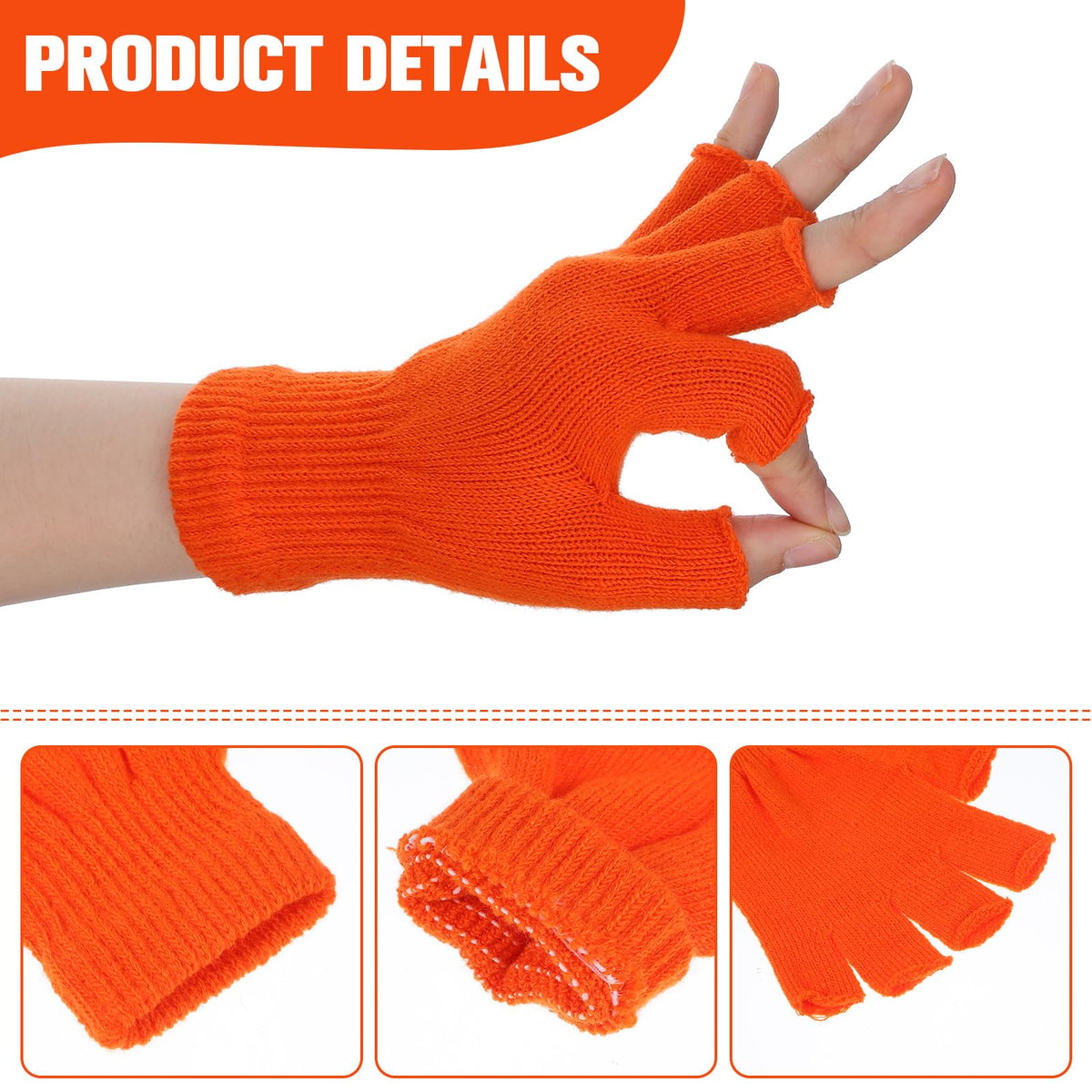 Grevosea 2 Pair Fingerless Warm Gloves - Winter Half Finger Gloves Thickened Knit Touchscreen Stretchy Mittens for Men Women