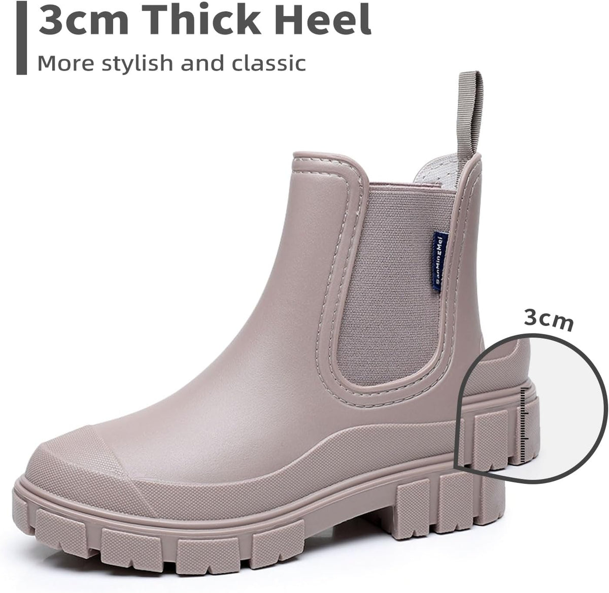 DRECAGE Wellies Boots Women Waterproof Short Chelsea Fashion Ladies Comfortable Rain Boots Outdoors Garden Walking