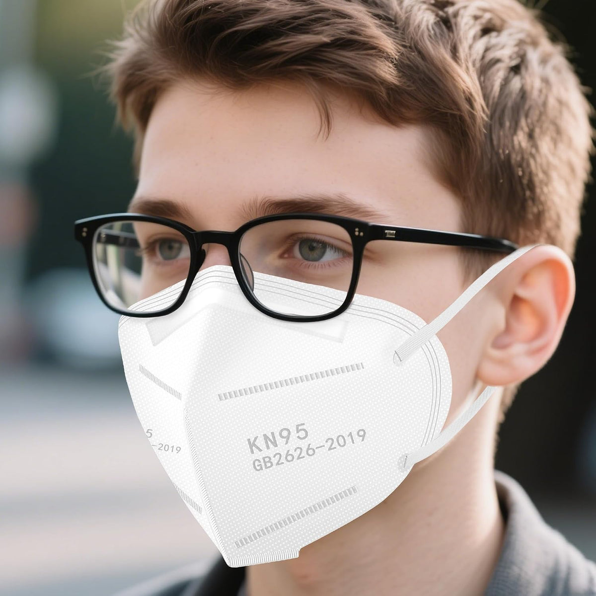 LEMENT 50pcs KN95 Face Mask Black 5-Layer Filter≥95% Cup Dust Safety Masks