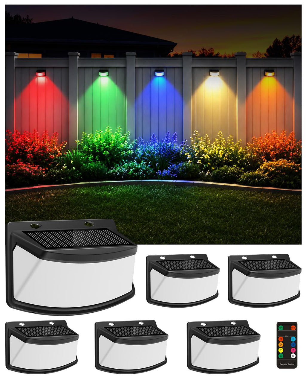 Aootek Solar Motion Sensor Lights Outdoor 120 LEDs, Black, 6 Pack