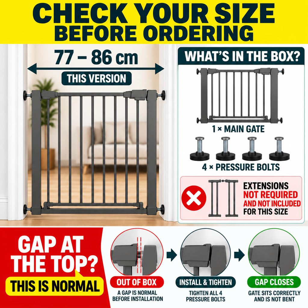 For Your Little One Pressure Fit Safety Stair Gate – No Screws Needed | One-Hand Opening | Secure Baby & Pet Gate for Stairs, Doorways & Hallways (Grey, 7 cm Extension Only)