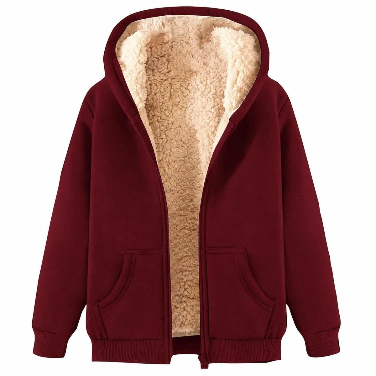 Fleece Jacket Women Teddy Fleece Hoodies Sherpa Lined Fuzzy Sweatshirts with Pockets Full Zip Hooded Fall Winter Warm Coat Outwear Thermal Clothing