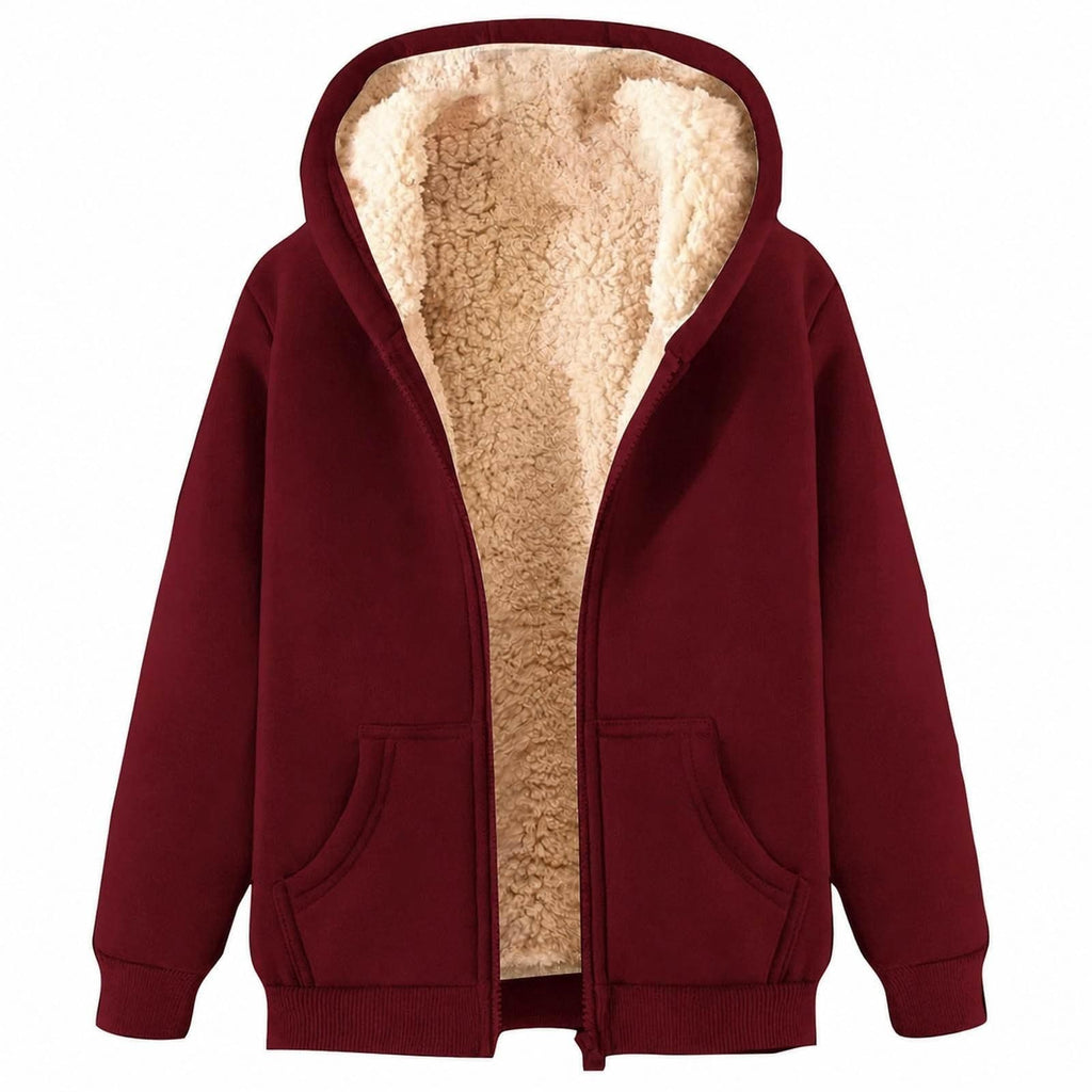 Womens Teddy Fleece Hoodies Sherpa Lined Fuzzy Jacket with Pockets Full Zip Hooded Sweatshirts Ladies Fall Winter Warm Jumper Coat Outwear Thermal Outfits Clothing