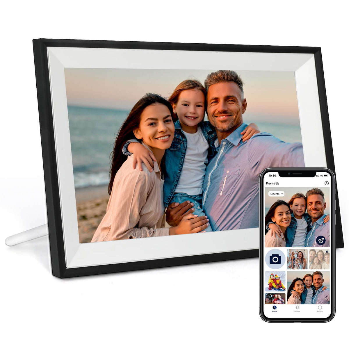 Digital Picture Frame 10.1 Inch Large Digital Photo Frame with 1280 * 800 IPS Full HD Touchscreen, Humblestead 32GB WiFi Smart Frame Share Photos and Videos via AiMOR App, Black