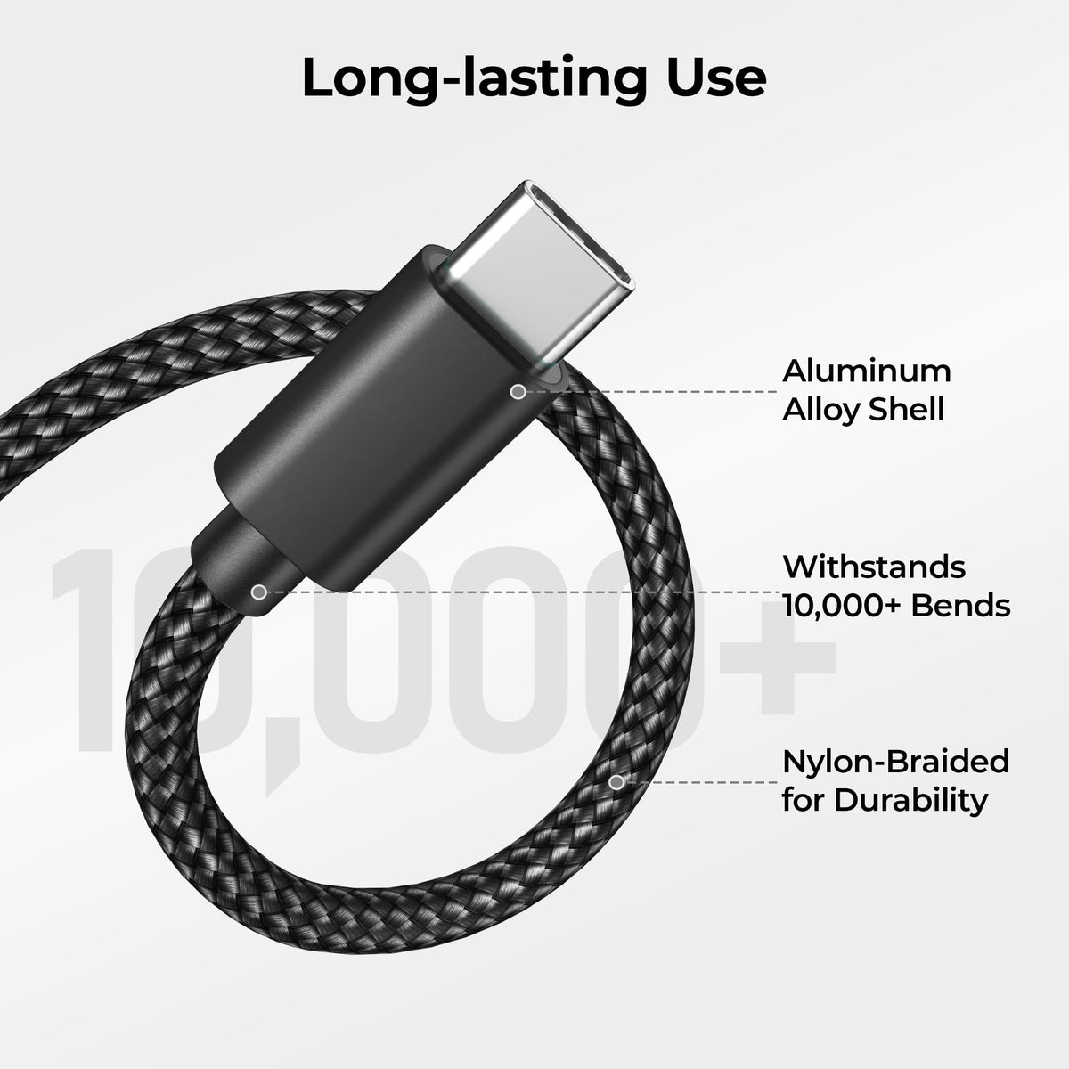 BASESAILOR USB A to USB C Charger Cable 3Pack 0.5/1/2M Black