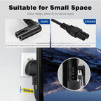 Power Cable Compatible with Samsumg TV 3M, Mellbree Quality Safe Right Angle Suitable for Awkward Space Figure 8 Power Cable Compatible with Samsung, LG, Panasonic TV Black