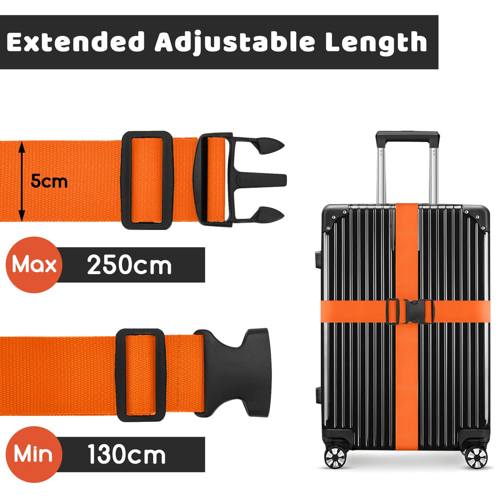 WISYOK Luggage Straps Extended, 4 Pack, 130-250cm Adjustable, Pink SkyBlue