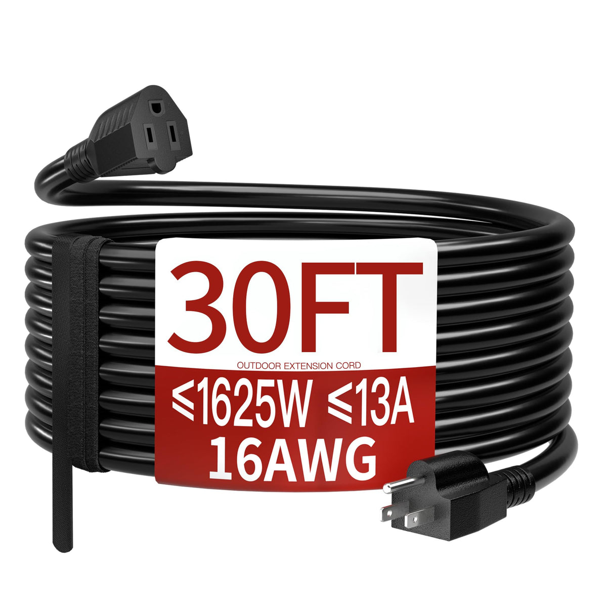 Skrizcable 16/3 15 FT Outdoor Extension Cord Waterproof, Black Power Cord