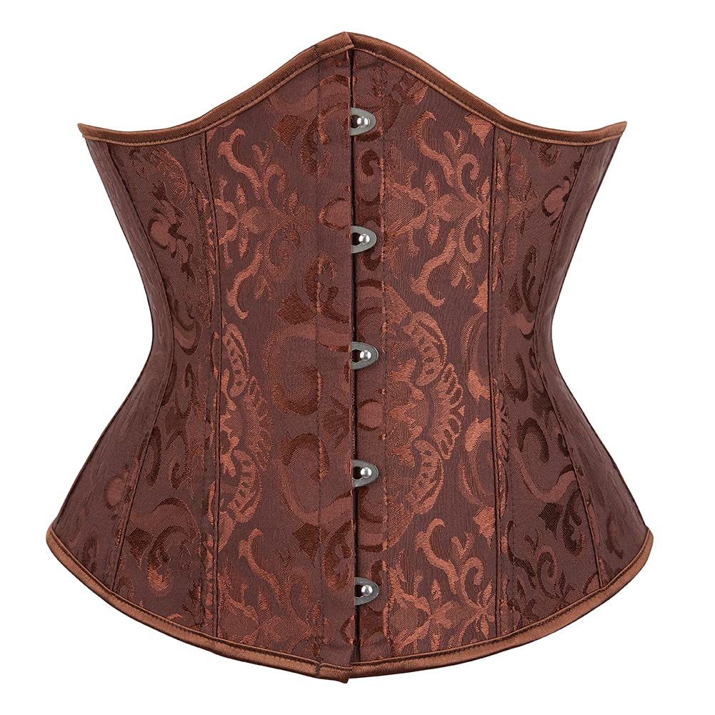 Kelvry Women's Satin Waist Cincher Lace up Boned Bustier Underbust Corset