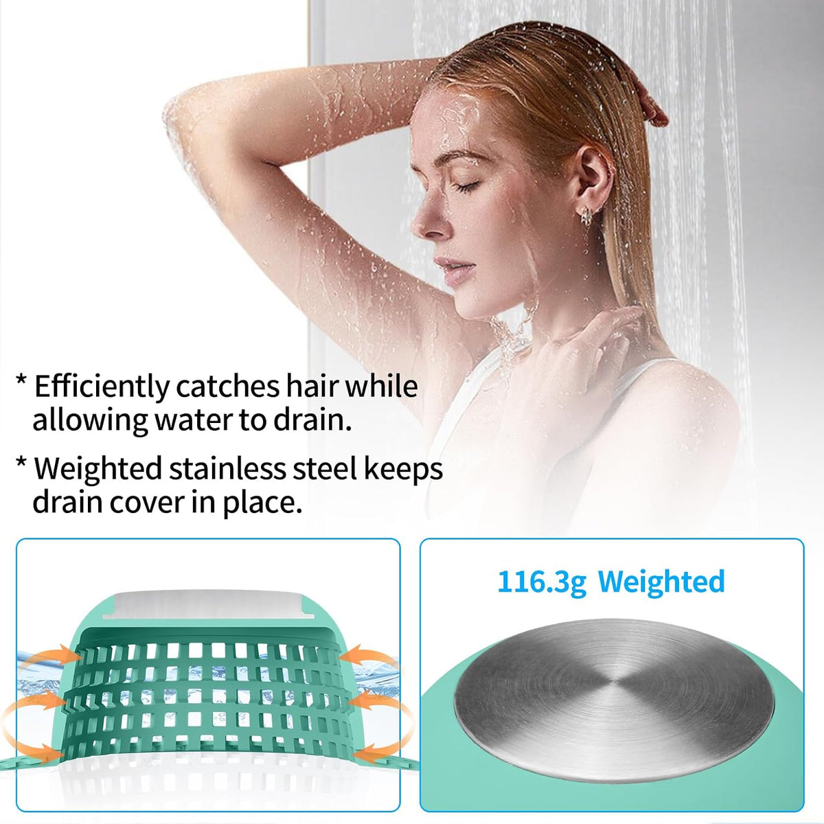 Aluvor Shower Drain Hair Catcher Bathtub Drain Cover Sink Drain Protector