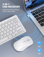 TECKNET Mini Wireless Keyboard and Mouse Set, 2.4G Cordless USB, Black