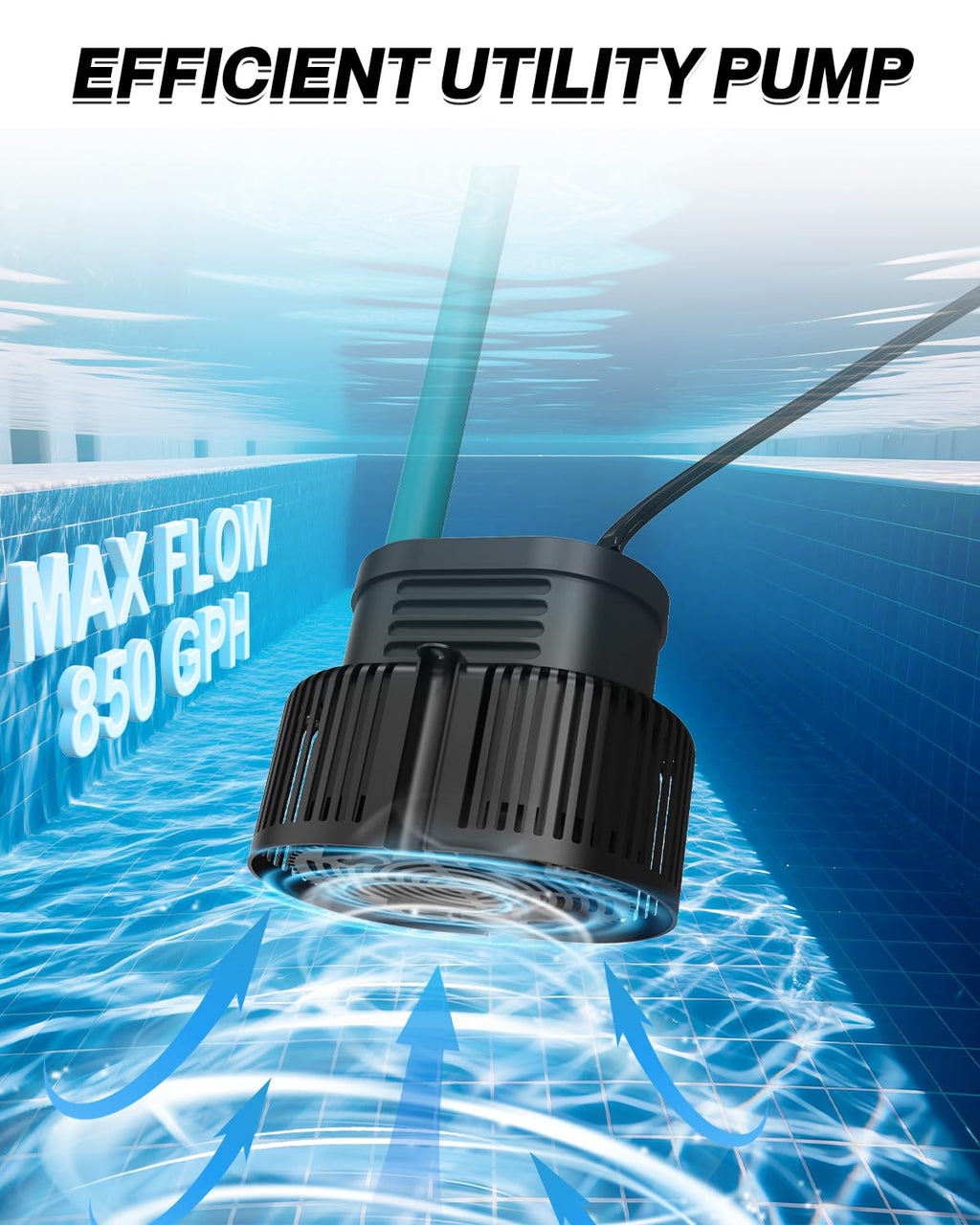 AgiiMan 850GPH Pool Cover Pump, Submersible Sump Pump above Ground