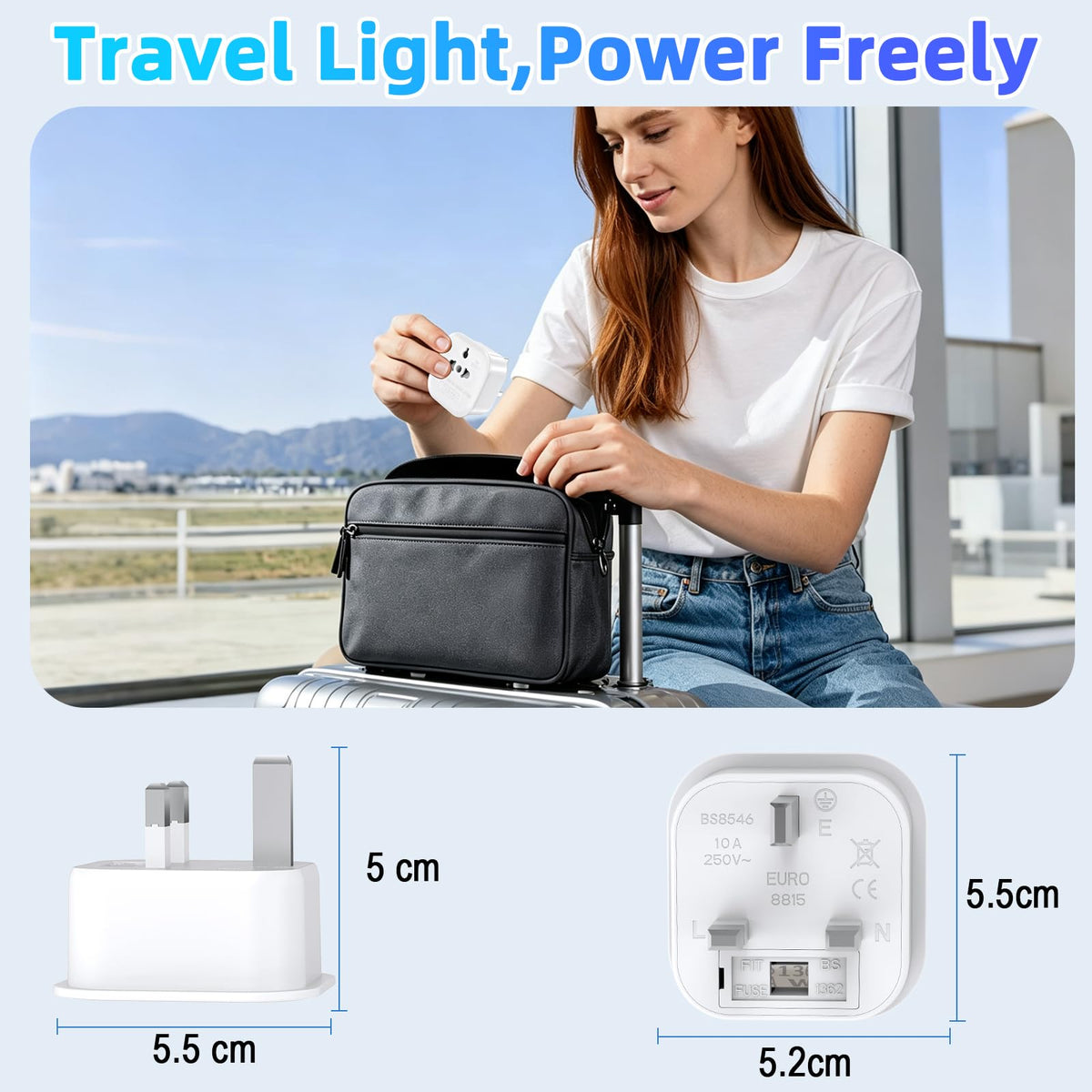 European to UK Plug Adapter US to UK Power Adaptor,US to UK Travel Adapter,13A 250V World Global Appliance Converter for the Visitor from USA, EU, Australia, Thailand, Canada, Japan,China.