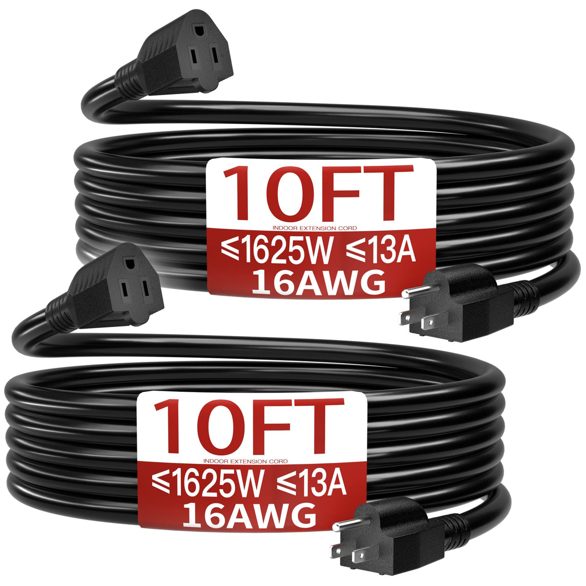 Skrizcable 16/3 15 FT Outdoor Extension Cord Waterproof, Black Power Cord