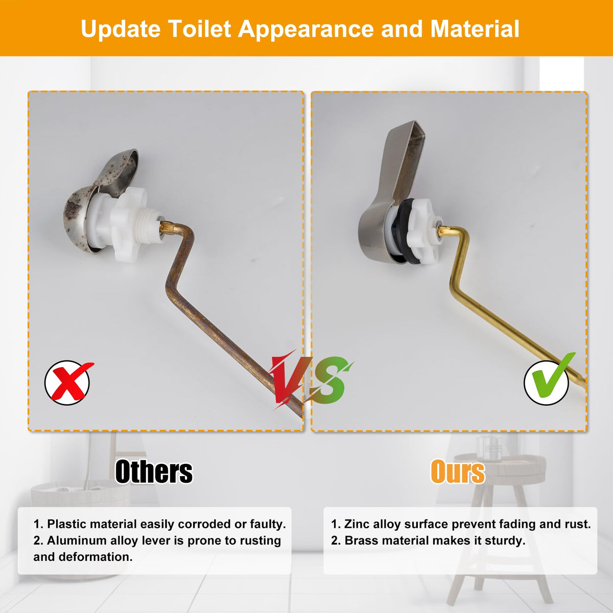 Hibbent Universal Metal Front Mount Toilet Handle Replacement Kit