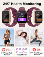 RUIMEN Smart Watch Answer Dial Call,Smart Watches for Women Men 1.85" HD Screen Fitness watch with SpO2 Heart Rate Sleep Monitor Step Counter Waterproof 100+ Sports Mode for Android iOS (2 Bands)
