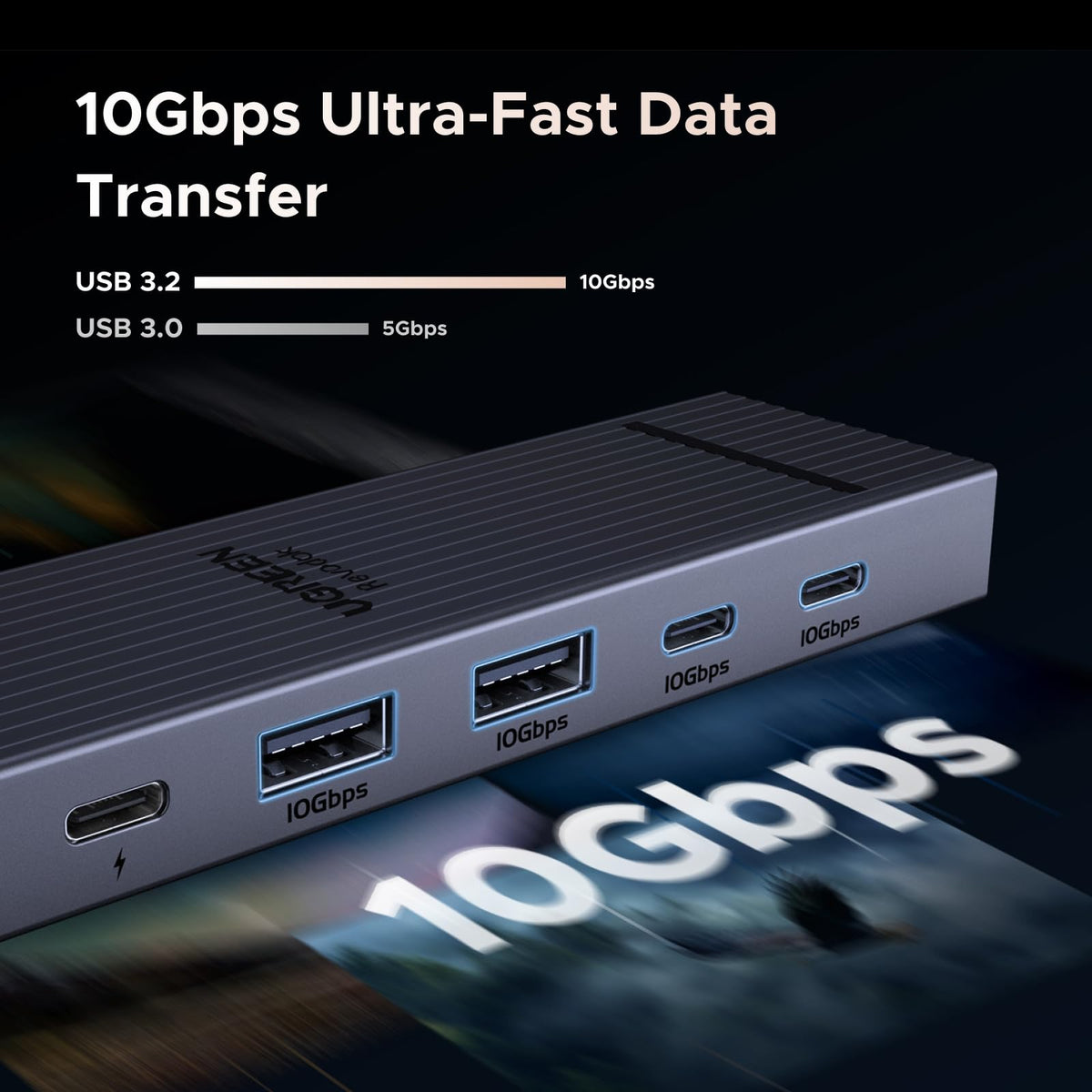 UGREEN USB C Hub, 9 in 1 Ethernet Adapter 4K@60Hz HDMI Docking Station