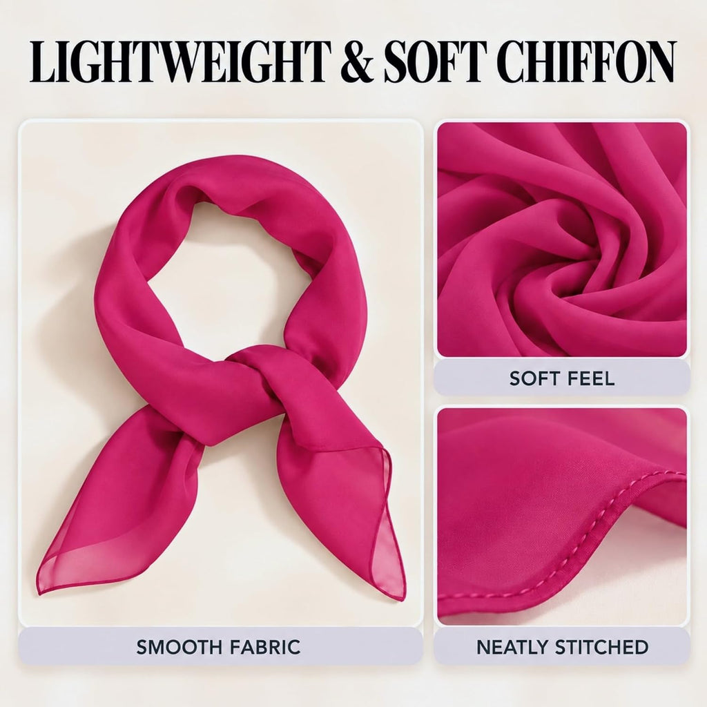 WESTEND CHOICE Square Chiffon Scarves Women's Neck Scarf 50s Retro Bandana