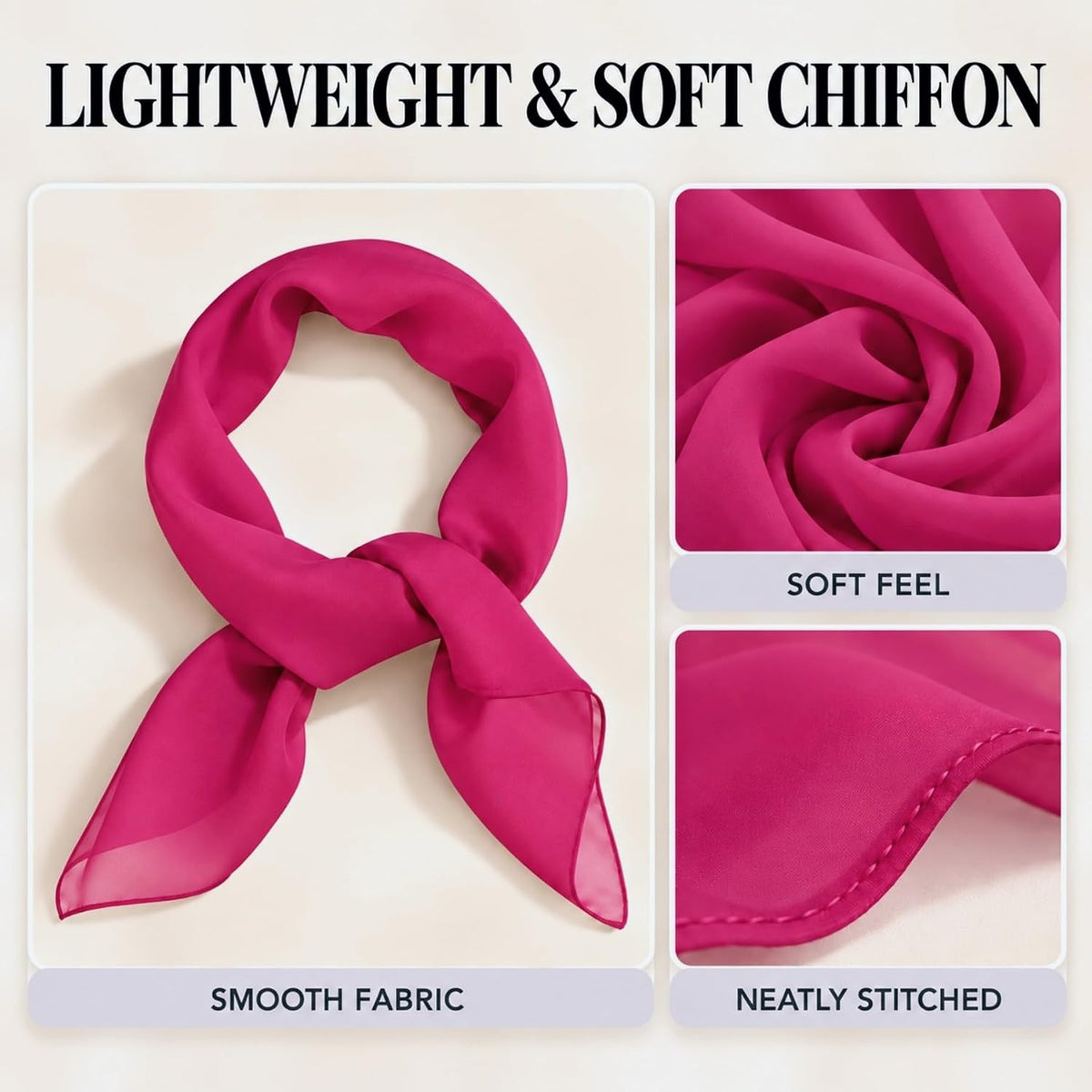 WESTEND CHOICE Square Chiffon Scarves Women's Neck Scarf 50s Retro Bandana