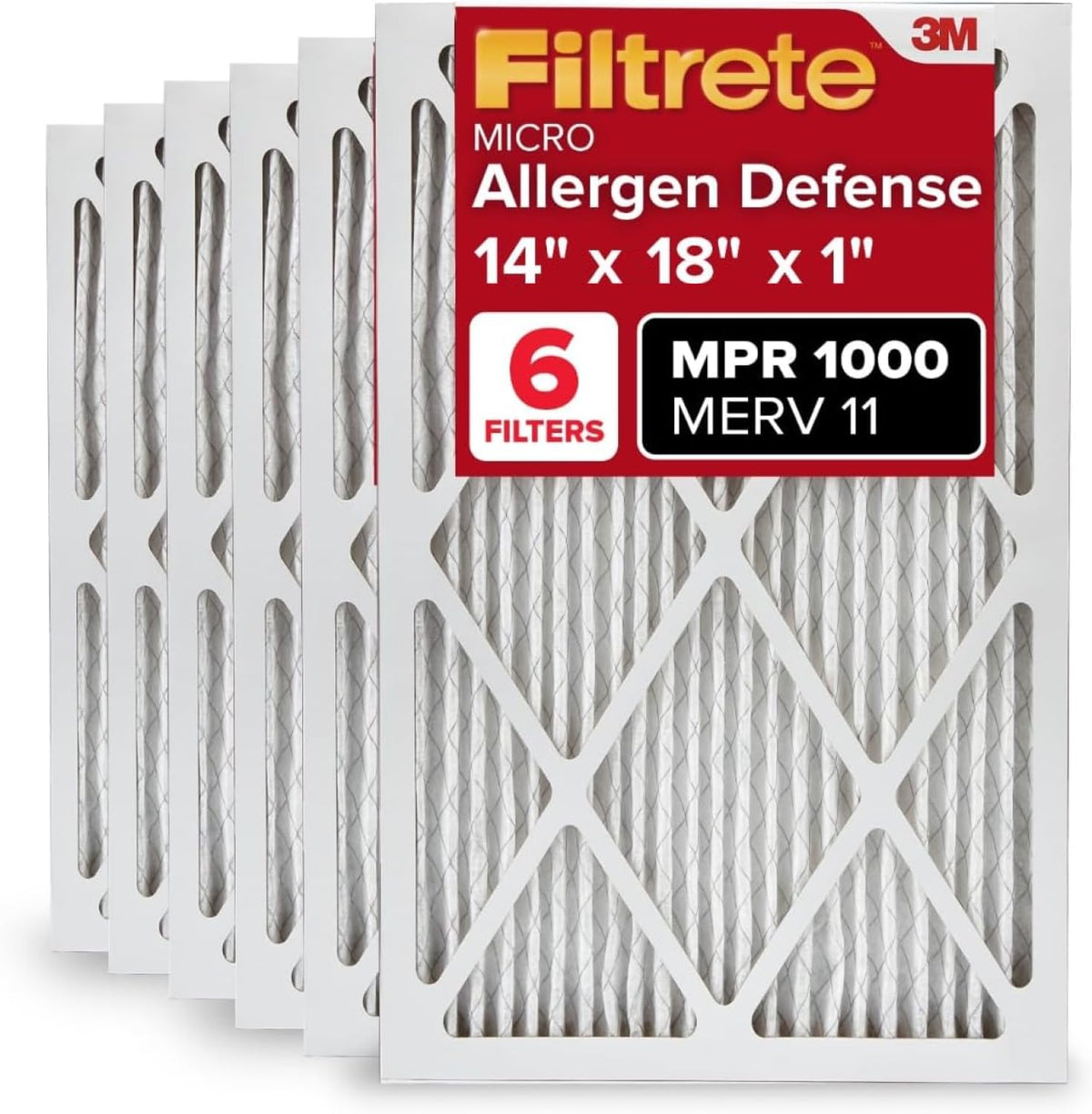 Filtrete 20x25x1 Air Filter, MERV 11, MPR 1000, 6 HVAC Filters