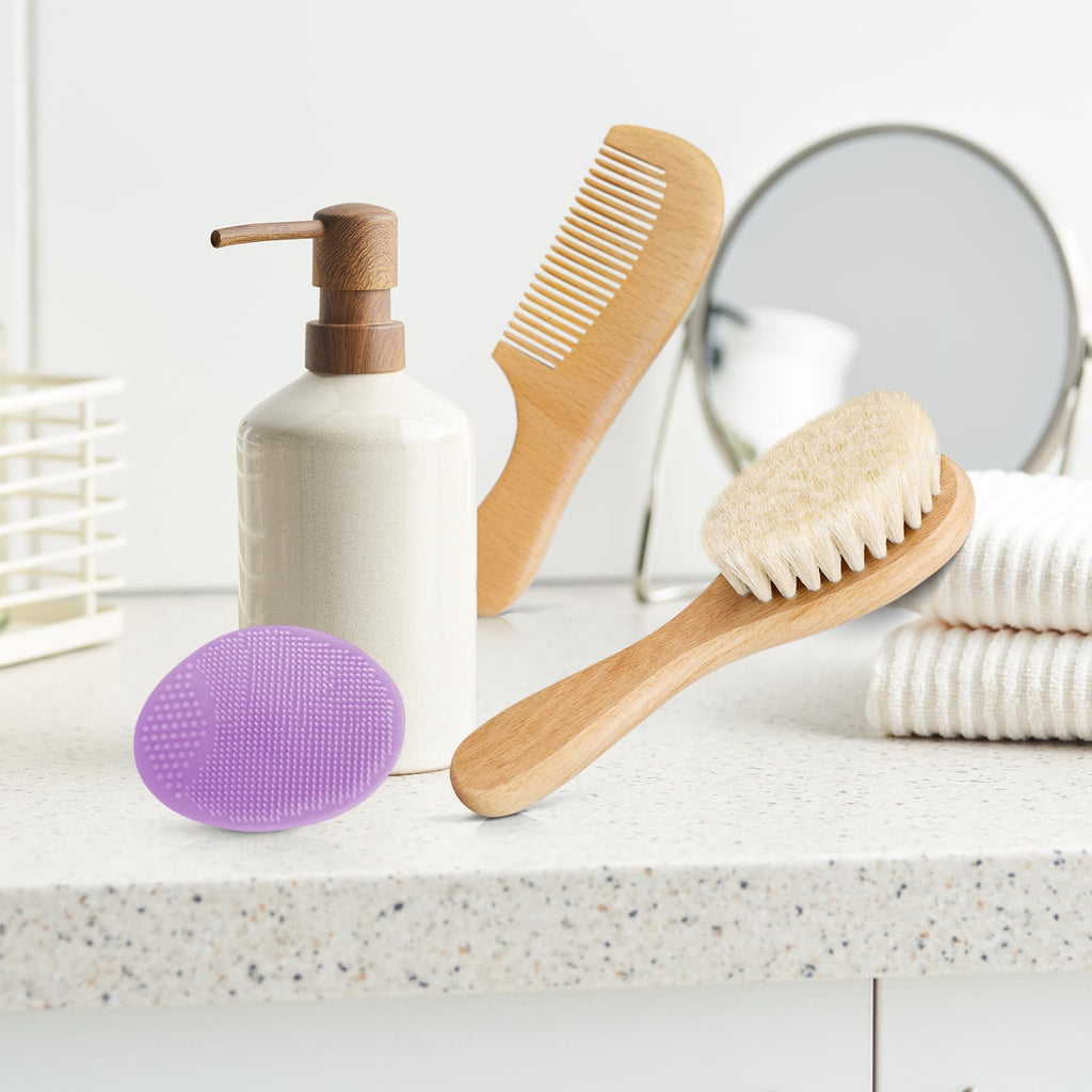 Baby Hair Brush with Wooden Handle and Super Soft Goat Bristles for Newborns, Infant, Toddlers, Kids