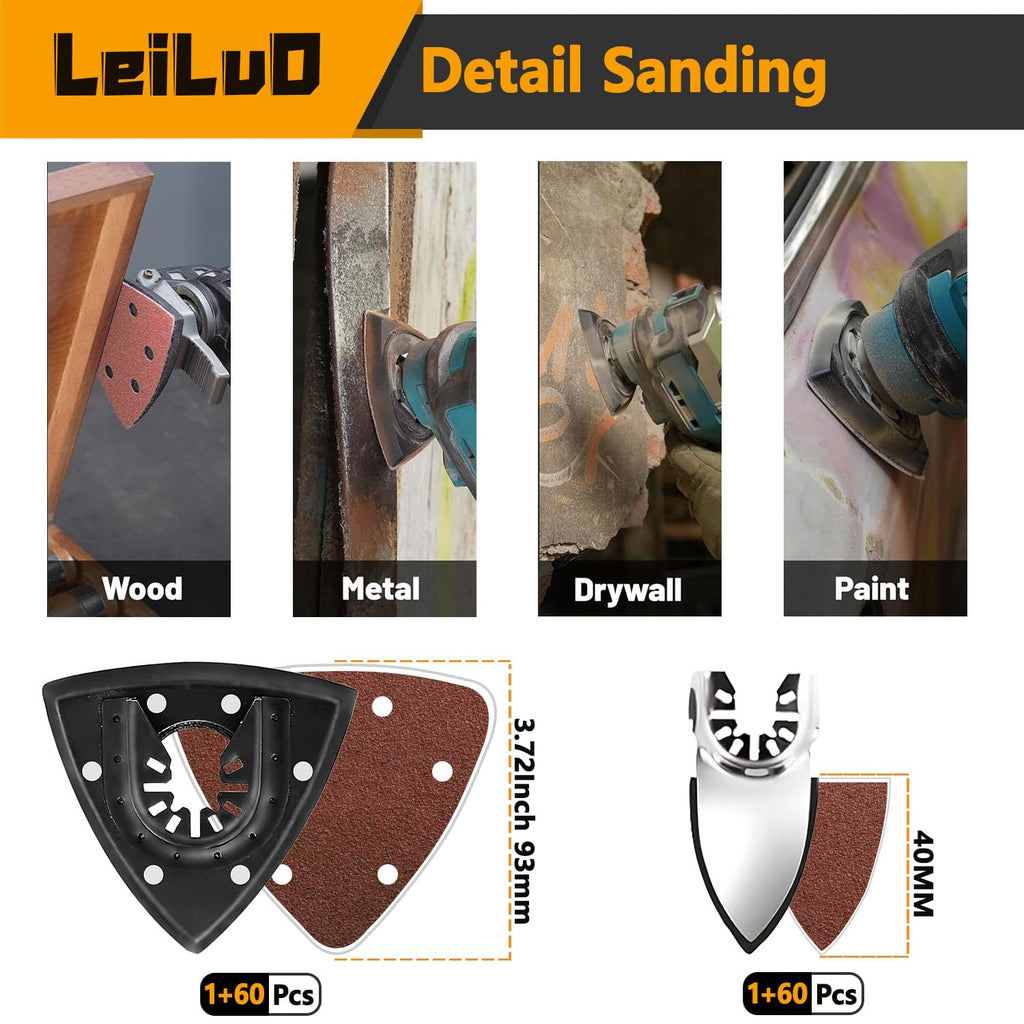 LEILUO 32Pcs Oscillating Tool Blades Wood Metal Multitool Blades Set