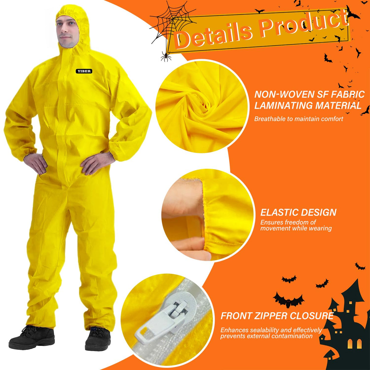 Hazmat suit, Disposable coveralls for Painting, Ideal Halloween Cosplay Hazmat Costume, White, Medium, 2