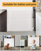 Retractable Mesh Baby & Dog Gate for Stairs, 86cm Tall x 140cm Wide, Black