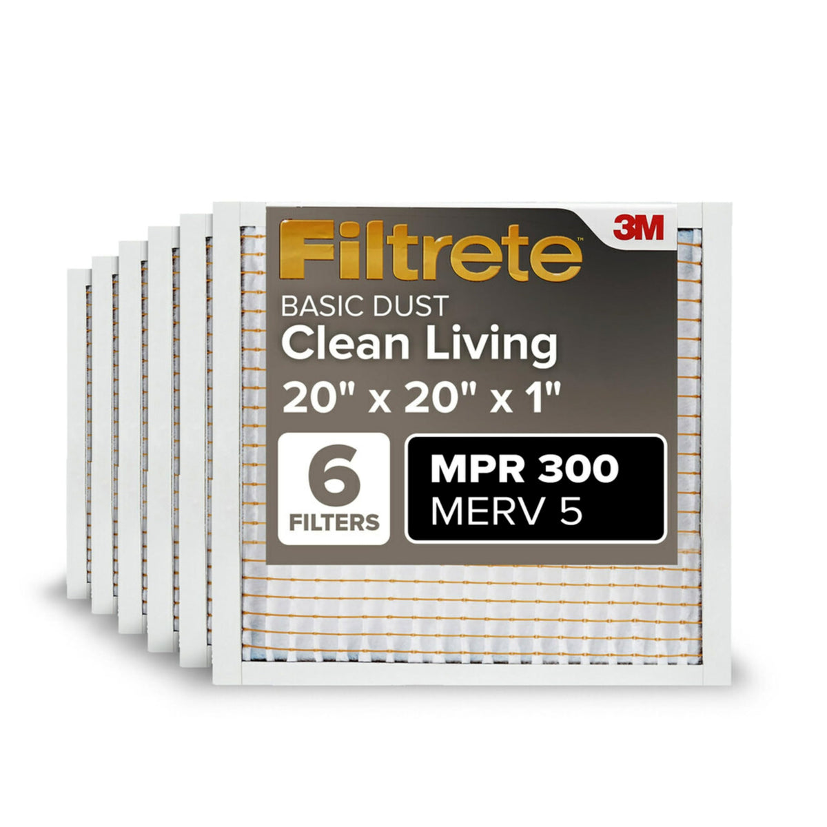 Filtrete 20x25x1 Air Filter, MERV 5, MPR 300, 6 HVAC Filters