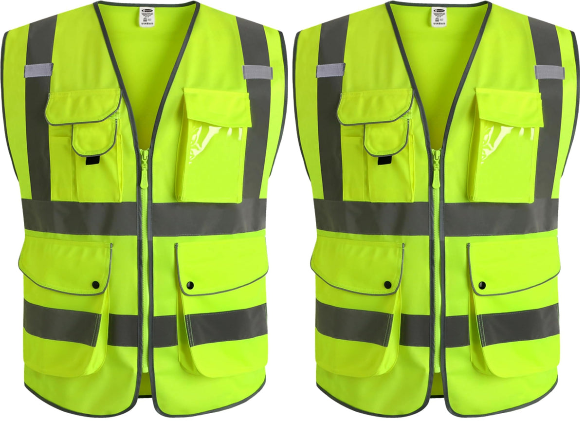 JKSafety Safety Vest for Men Women Reflective Hi Vis JK150 Green 3XL