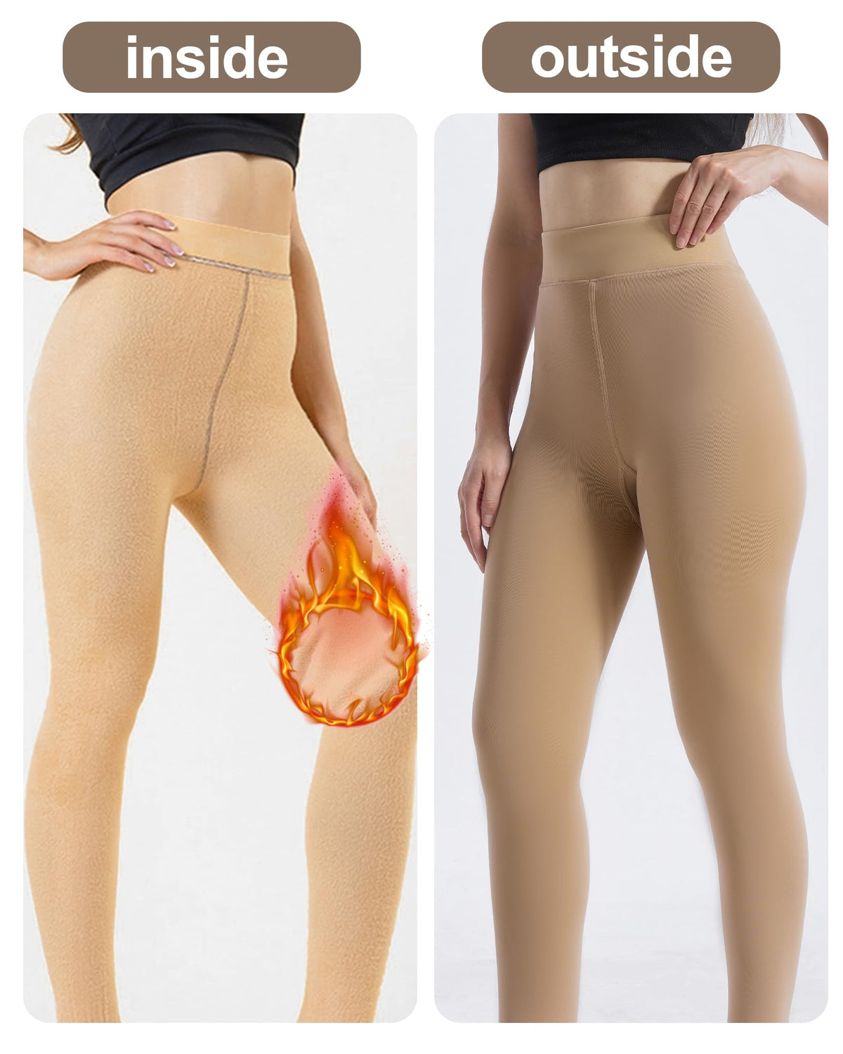 HOWIN Fleece Lined Tights Winter Thermal Tights for Women Fake Translucent