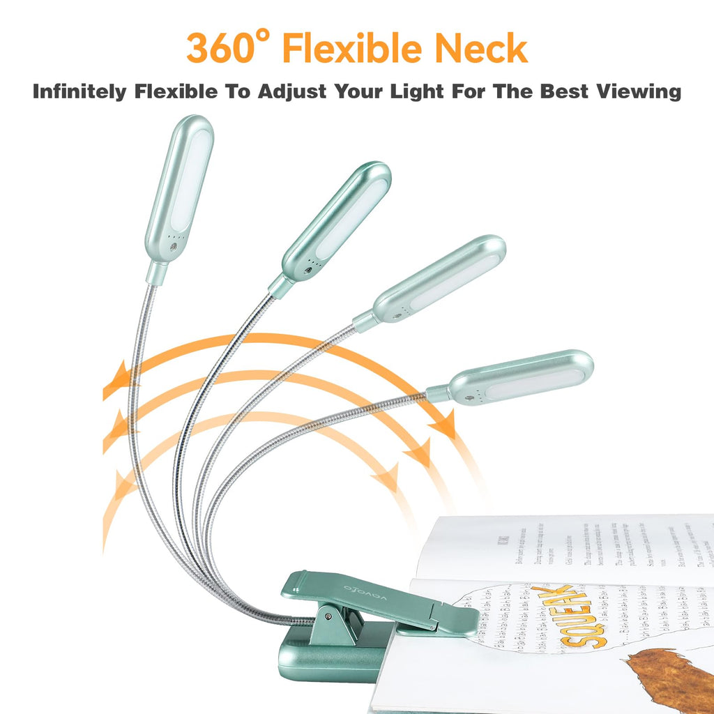 VAVOFO Rechargeable Reading Light, Clip on Book Light for Reading in Bed