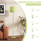 Ambimall Floor Lamp for Living Room with Smart Light Bulb, RGB + Stepless Dimmable Colors Temperature & Brightness(White Shade & Black Pole)