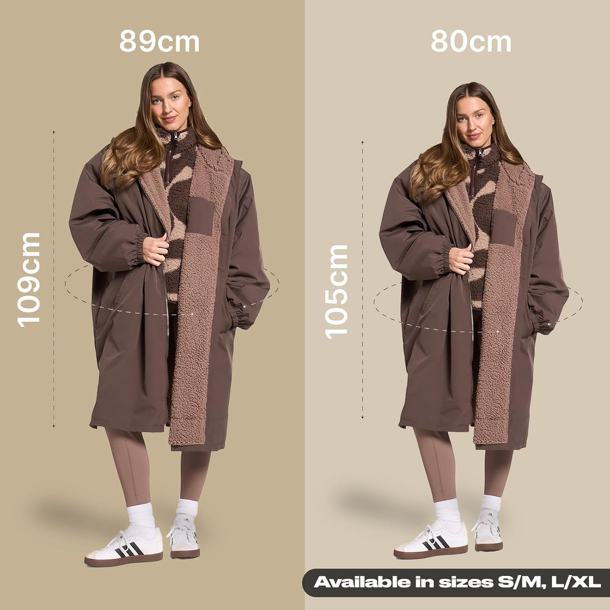OHS Adults Drying Robe, Gifts for Women Outdoor Water-Resistant Changing Robe Womens Jacket Comfy Sherpa Privacy Robes for Women Men, Stay Dry Swimming Camping Drying Robes - S/M, L/XL