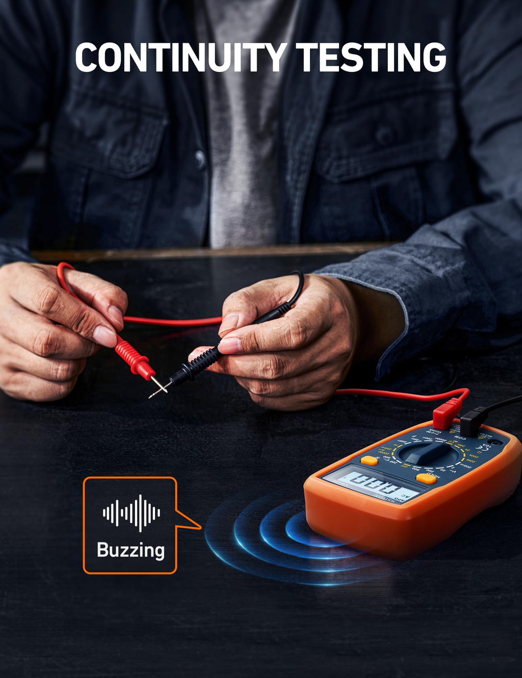 AstroAI Digital Multimeter Tester 2000 Counts with DC AC Voltmeter and Ohm Volt Amp Meter; Measures Voltage, Current, Resistance, Continuity and Diode, Blue