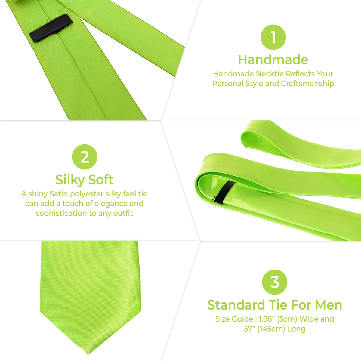 Trimming Shop 5cm Slim Skinny Solid Colour Necktie for Mens