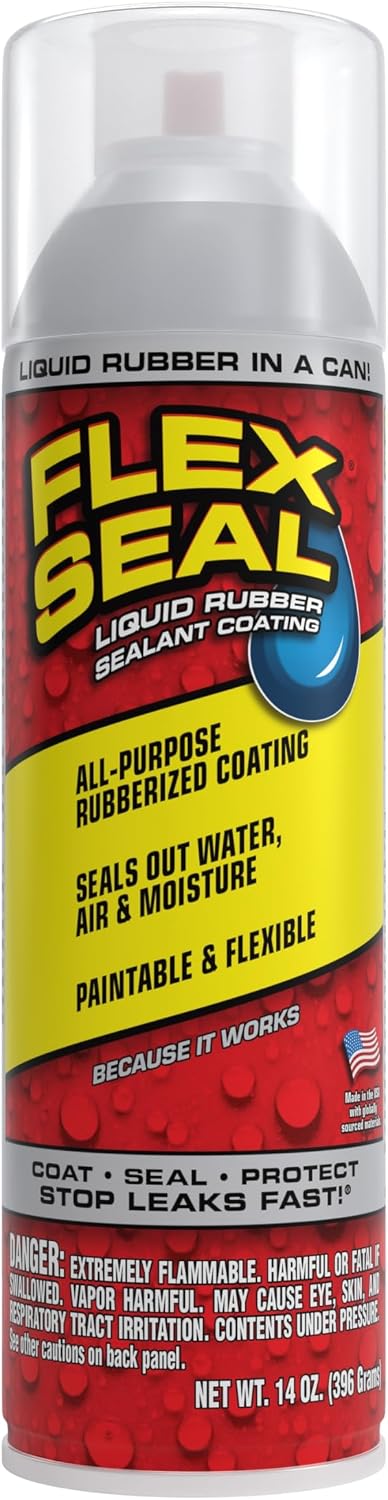 Flex Seal Spray Rubber Sealant Coating, Waterproof, Clear, 14 oz, 1-Pack