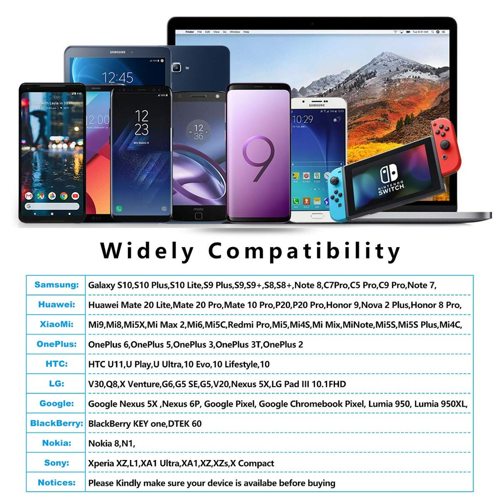 USB C Charger Cable 3M 2Pack Type C Charger Fast Charging 3A Lead Braided for Samsung Galaxy S23 S22 S21 S20 S10 S9 S8 A12 A13 A20e A21s A53 A70,Google Pixel 7 6,Huawei P30 P40,Sony Xperia,Switch,PS5