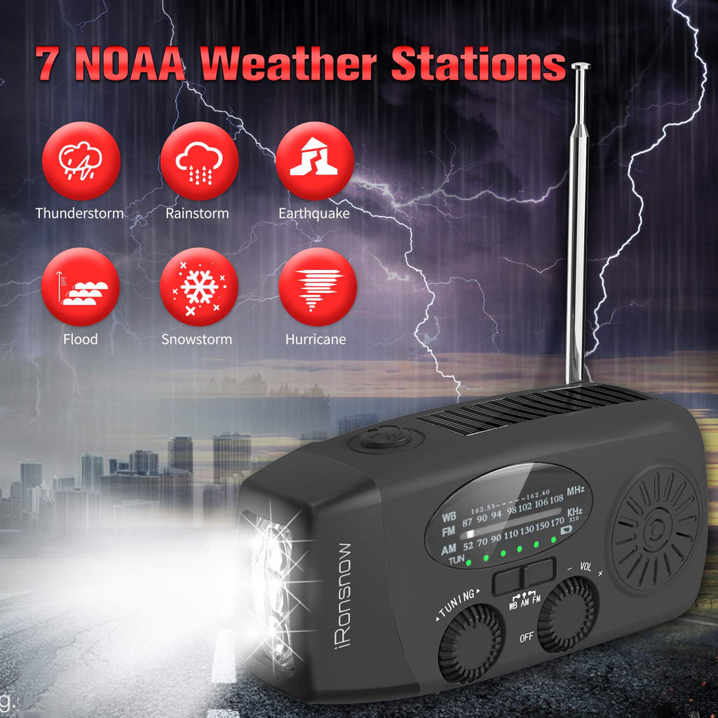2000mAh Wind Up Solar Radio, Emergency Weather Radio,FM/AM Hand Crank Radio