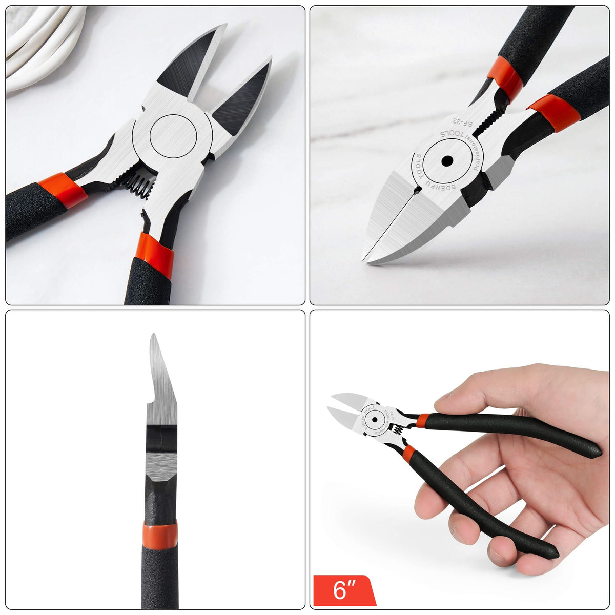 BOENFU Wire Cutters Heavy Duty Snips Flush Cut Side Cutters Pliers
