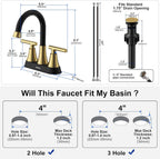 Matte Black Bathroom Faucet, Hurran 4 inch Centerset 2-Handle Lead-Free