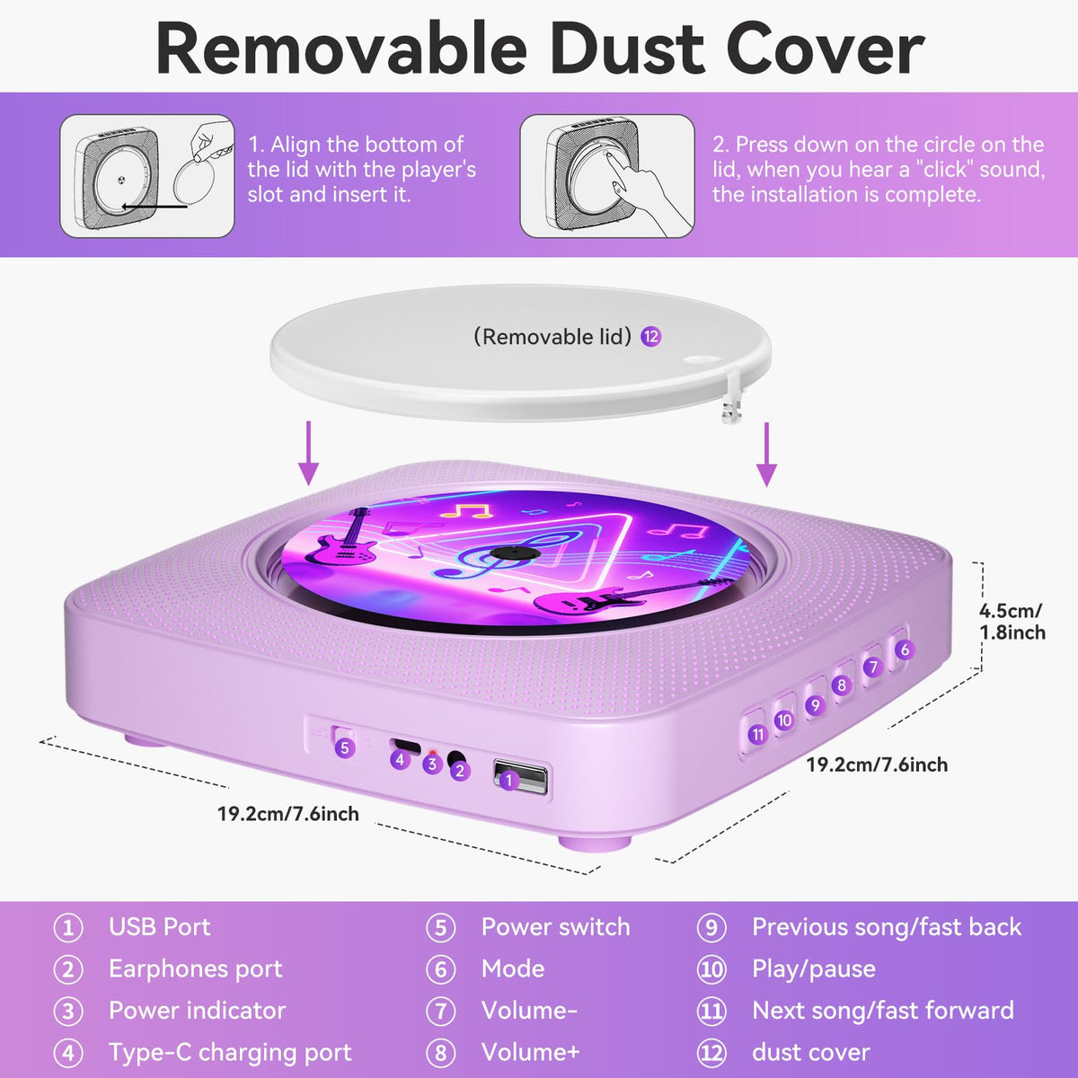 CD Player Portable: Kegaudio CD Players for Home with Speakers Bluetooth