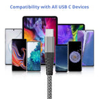 Ofuca USB C Charger Cable,3Pack 6FT/1.8M USB A to USB C Cable