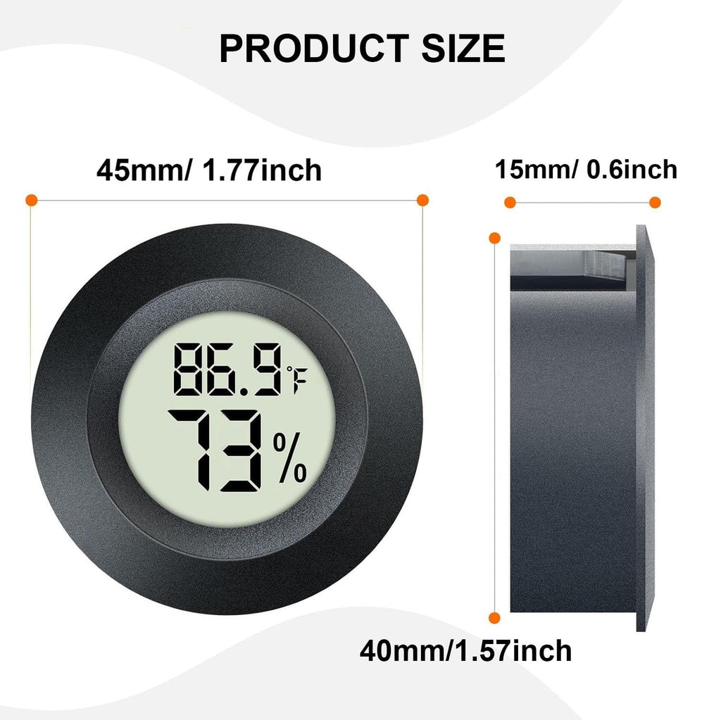 JEDEW 2 Pack Hygrometer Thermometer Digital Humidity Meter Indoor/Outdoor Humidity Monitor Reptile Thermo-Hygrometer for Greenhouse Humidors Terrarium Jars, Fahrenheit (℉) /Celsius(℃) (2)