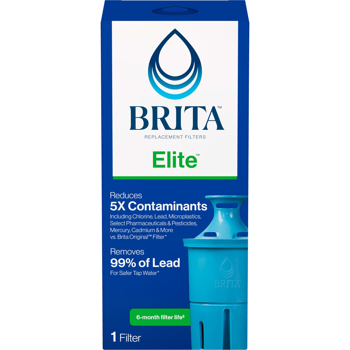 Brita Elite Replacement Water Filter, Pitchers and Dispensers, 2 Pack