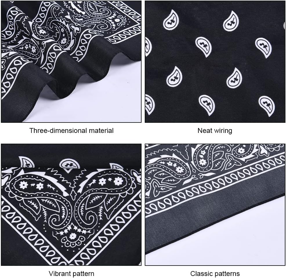 Aomig Bandana Head Scarf for Men and Women, Stylish Cowboy Headband Handkerchief, Multi-purpose Hair Scarf Paisley Print Unisex Headwraps, Bib Party Face Covering Headwear for Motorcycling