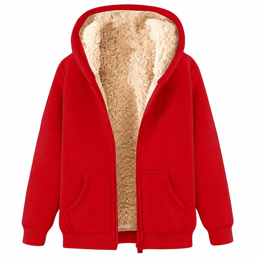 Fleece Jacket Women Teddy Fleece Hoodies Sherpa Lined Fuzzy Sweatshirts with Pockets Full Zip Hooded Fall Winter Warm Coat Outwear Thermal Clothing