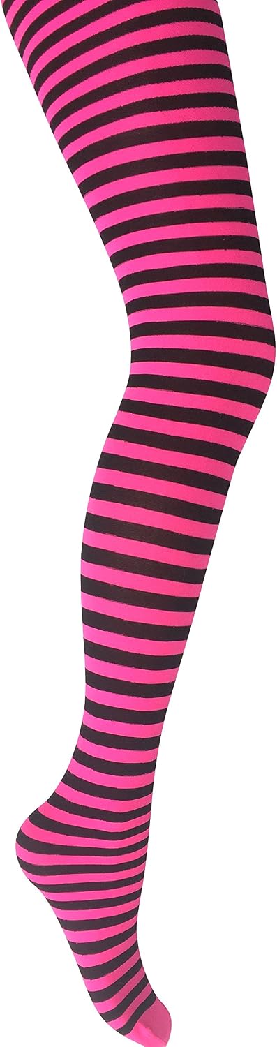 MYSASI Girls Striped Tights – Soft & Stretchy – Ages 6–14 – Perfect for School, Dance, Everyday Wear & Halloween - Kids Striped Machine washable tights - Halloween and party tights for kids