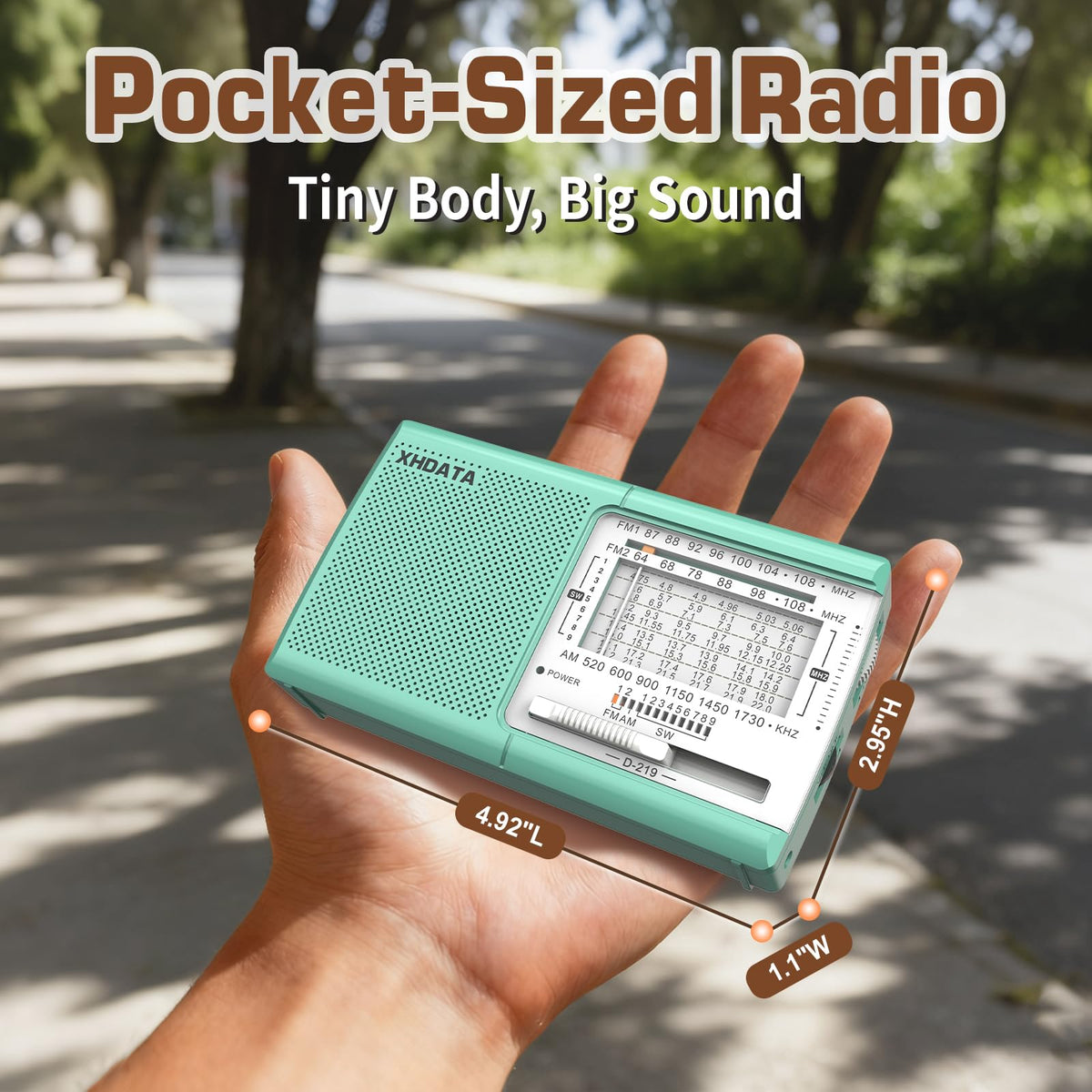 XHDATA D219 Portable Radio Retro FM AM SW Radio Battery Operated for Household Outdoor Camping Hiking Pocket Radio Beige