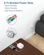 Addtam Extension Lead with USB Slots, Power Strips with 2 Way Outlets 4 USB